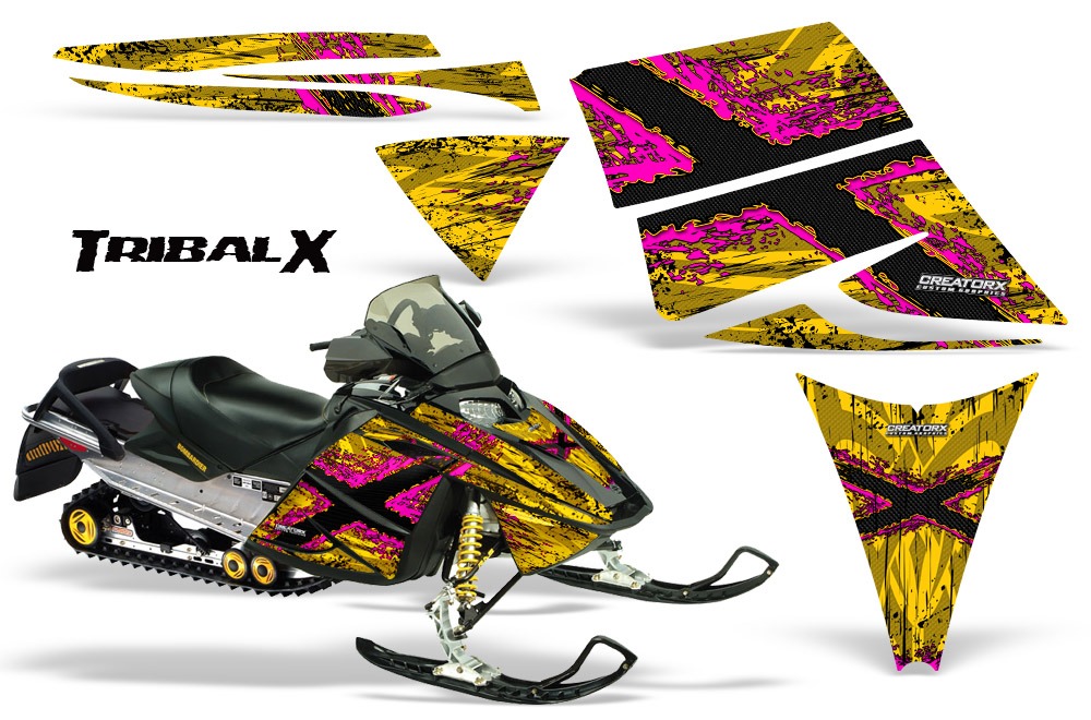 Ski-Doo Rev Graphics Kit TribalX Pink Yellow